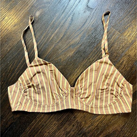 DISSH | Women's Striped Cami Cropped Bralette Crop Top Brown Yellow Size US 2 - Picture 5 of 6